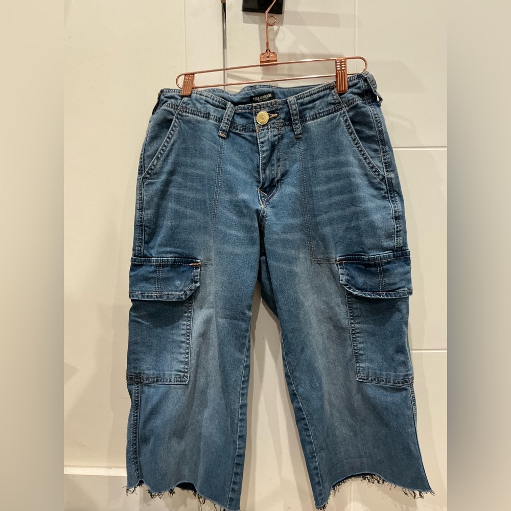 True Religion Jorts - Blue Boyfriend Cargo Jean Boyfriend Shorts